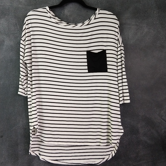 Ginger G Tops - GINGER G. | Striped 3/4 Stretchy T-Shirt Size M